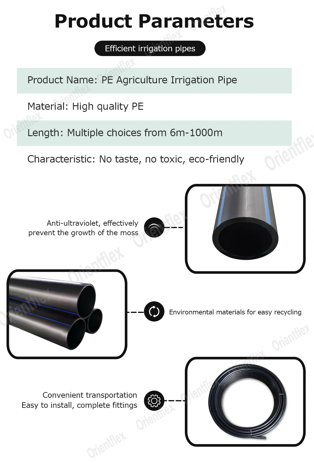 2 Inch 4 Inch Roll HDPE Poly Polyethylene Irrigation Pipe