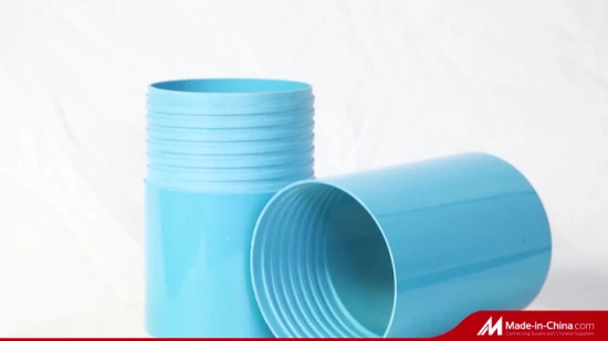 Extremidade de soquete e extremidade de rosca nivelada Caixa de poço de água de PVC e tubo de tela Cor azul para África, Europa, mercado americano